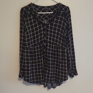 Torrid 1x Black and White Grid Blouse